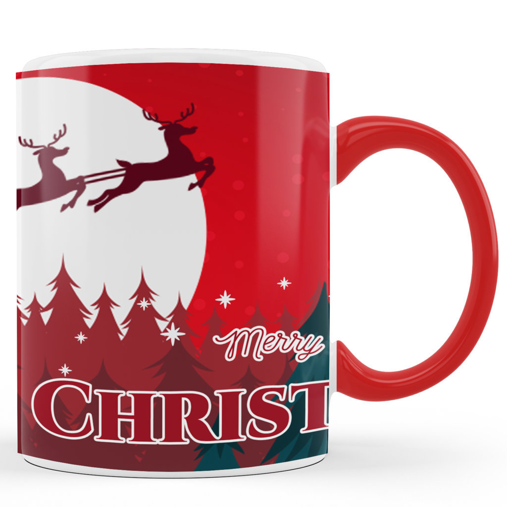 Personalised Printed Ceramic Coffee Mug | Merry Christmas – Red |Merry Christmas Day Mug | 325 Ml 